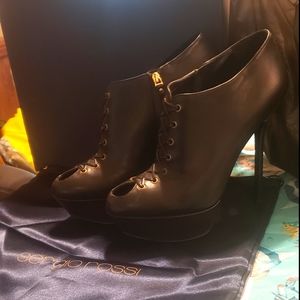 Sergio Rossi Pelle Nappa Scarpe Donna Ankle Boot